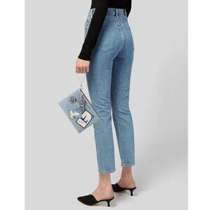 Michael Kors Montauk Clutch Saffiano Leather Pale Blue Authentic